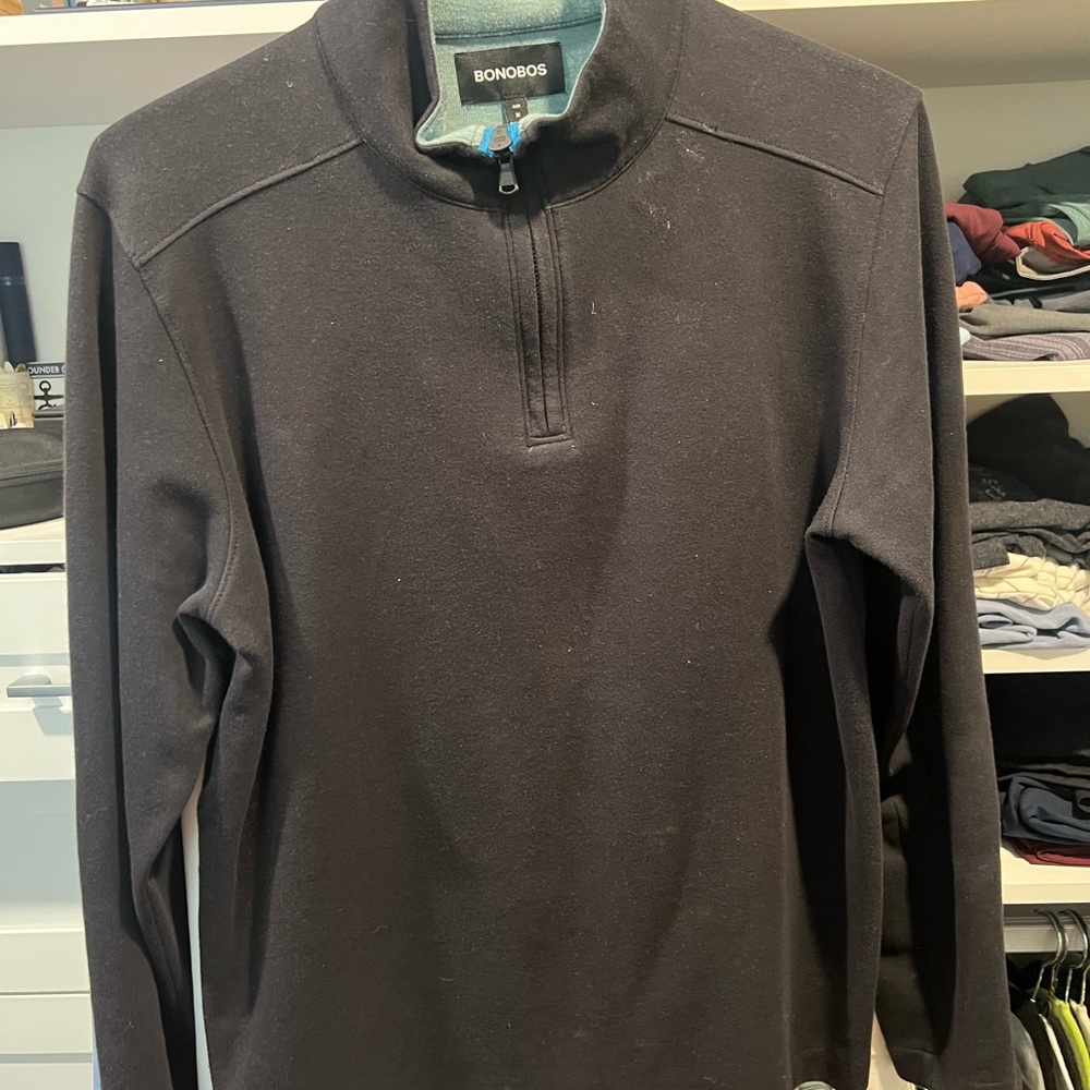 Bonobos Black Zip Up Sweater Classic Knit